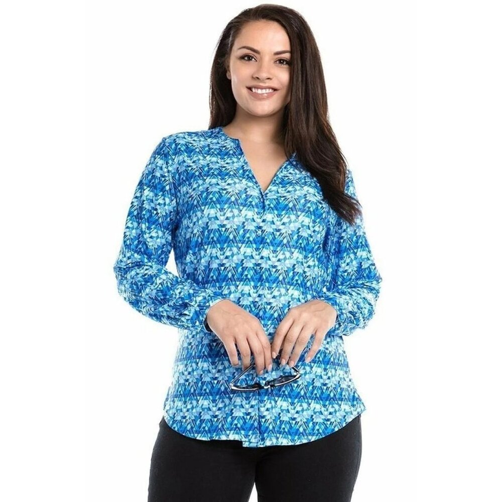 Plus size long sleeve button down top